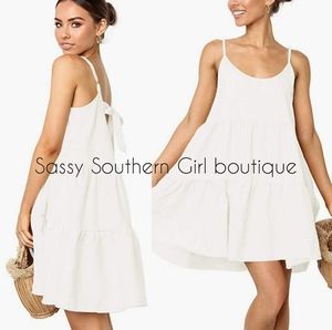⭐🆕 Boho White tiered babydoll dress